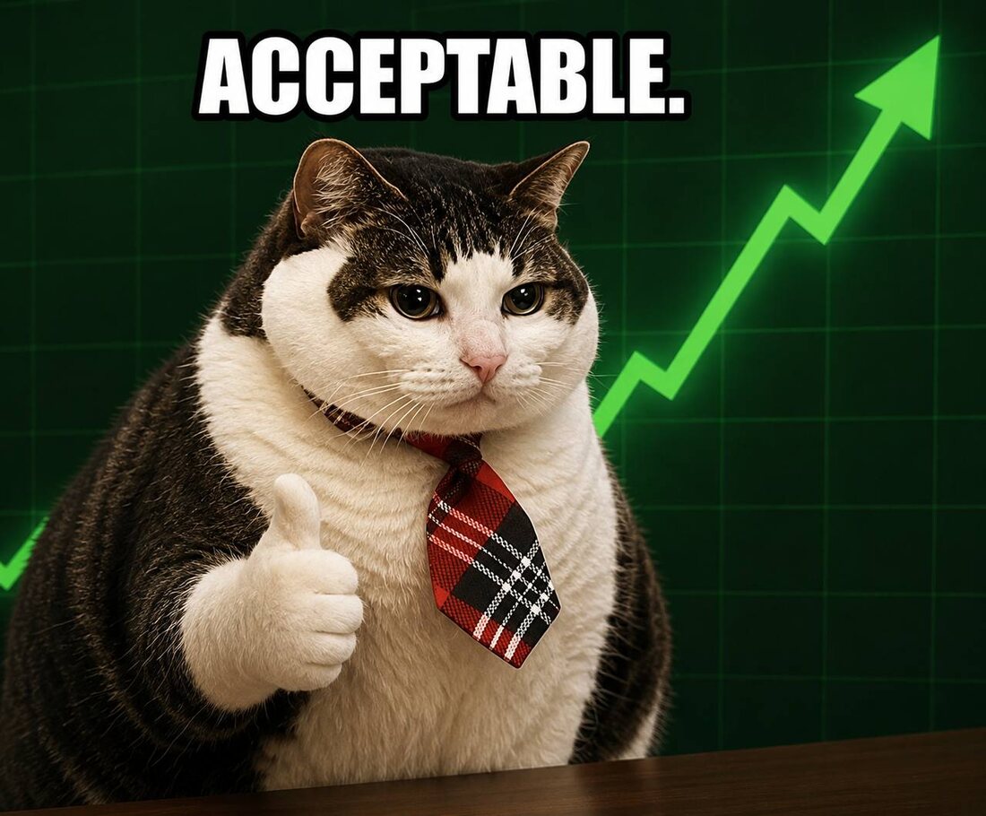 Chonks giving a thumbs up in front of a rising chart